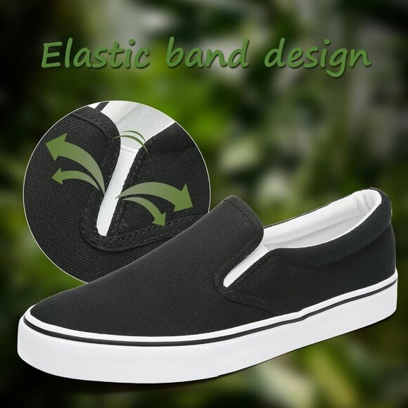 〽️Closed Toe Loafers Sneakers Men\'s Black Canvas Slip On Lightweight Soft Sole main image 5